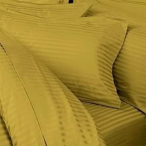 ITALIAN 1000 Thread Count Egyptian Cotton Sheet Set DEEP POCKET, King, Gold Stripe, Premium ITALIAN Finish
