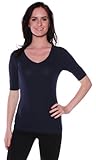 Emmalise Women's Cotton Blend V Neck Tee Shirt Half Sleeves - Junior and Plus Sizes