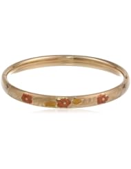 14k Yellow Gold Filled Childrens Hand Engraved Tri-Color Guard and Hinge Bangle Bracelet