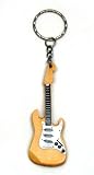 Stratocaster Style Replica Guitar Keychain ~ Wooden Hand Crafted Guitar Replica in Stained Natural Wood