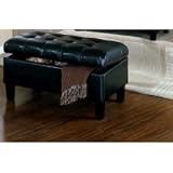 Black Leather Tufted Storage Bench