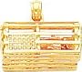 14K Two Tone Gold 3-D Lobster Trap Pendant