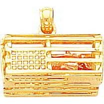 14K Two Tone Gold 3-D Lobster Trap Pendant