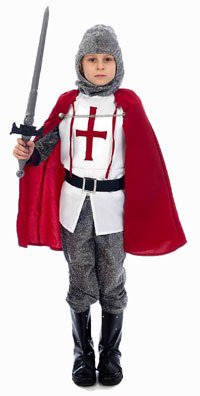 CHILDS KNIGHT COSTUME 7 PIECE AGE 3-5 ST GEORGES CRUSADER FANCY DRESS