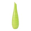 Handmade Terracotta Lime Green Vase with Beige Stripes