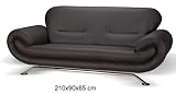 3-Sitzer Sofa Couch Polstersofa Polstercouch BRIX Kunstleder Schwarz style= 3-Sitzer Sofa Couch Polstersofa Polstercouch BRIX Kunstleder Schwarz