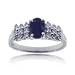 14KT White Gold Ring w/ Natural Blue Sapphire & Diamond