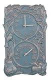 Whitehall CT01637Fruit & Bird Thermometer Clock Combo - VERDIGRIS