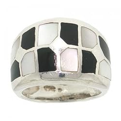 Sterling Silver Ring Black Onyx & Mother of Pearl