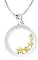 14k Yellow Gold Overlay Sterling Silver "One Person Can Make A Difference And That Person Is You" Two-Tone Circle Pendant, 18"