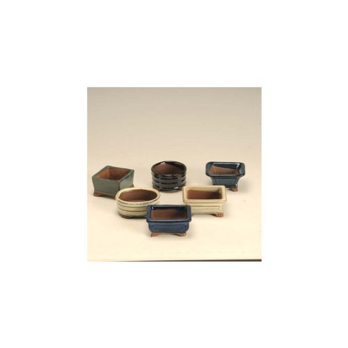 国産ミニ鉢　6.3-8.5ｃｍ 　長方　青(手前)