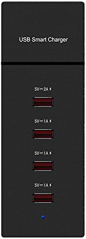 25W 5V/5A Family-Sized 4 Port Desktop USB Wall Charger Travel Power Adapter for iPhone 6 Plus 5S 5C 5 4S, iPad Air Mini, Samsung Tablets, Galaxy S5 S4 S3, Galaxy Note 4 3 2, LG G3, Smartphones, Tablets, iPods, Most Other 5V USB-Charged Devices