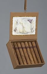 Mini Cigars in Tan Humidor Box with Sailboat Design Christmas Ornament 3"