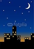 IMAGE OF Wallmonkeys Peel and Stick Wall Decals - City Skyline at Night - 48