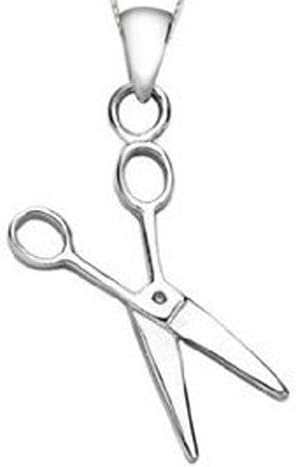 Everbling Scissors Pendant Rhodium Plated 925 Sterling Silver with 18" Silver Chain Necklace