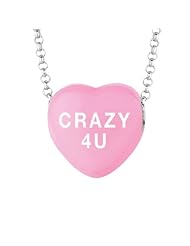 Sterling Silver 14mm Dk Pink enamel Sweethearts CRAZY 4U Heart Pendant