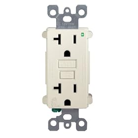 Leviton 7899-A 20-Amp, 125-Volt, SmartLock Pro GFCI, Nylon Wallplate and Screws Included, Almond
