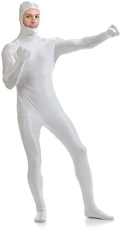 Yoyoda Spandex Lycra Tights Open Face Full Bodysuit Zentai Suit White M