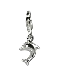SilberDream small Charm dolphin 925 Sterling Silver Charms Pendant with Lobster Clasp for Charms Bracelet, Necklace or Earring FC942