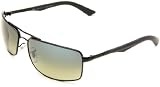 Ray-Ban Men's RB3465P 002 7664 Polarized Glass Sunglasses - Black & Blue Frame Blue Gradient Green Lens - One Size