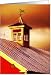 Horse Weather vane on Cupola in Orange Sky, blank note Card