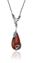 Sterling Silver Marcasite and Glass Tear Drop Necklace, 16"