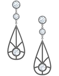 Platinum & Diamond Filigree Raindrop Earrings (0.30 cttw, SI1-SI2 Clarity)