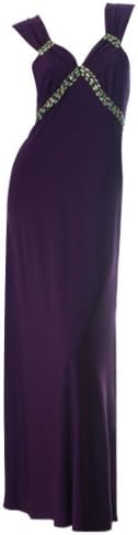 Ever Pretty Double V-neck Rhinestones Flirty Stretchy Sexy Prom Dress 09533, HE09533PP18, Purple, 16US