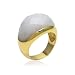 Gold Plated Sterling Silver White Jade Dome Ring, Size 5