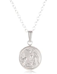 Sterling Silver Childrens Petite Guardian Angel Pendant, 13"