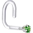 18 Gauge 1/4" White Gold 1.5mm Green Cubic Zirconia Bioplast Nose Ring