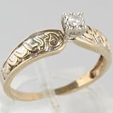 10K Yellow & White Gold Diamond Ring - OldCities Vintage Jewelry