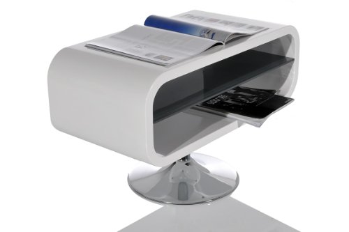 TV Tisch Omega Lounge 80x40 Weiss Hochglanz Couchtisch Cube mit Glas