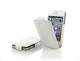 StilGut SlimCase exklusive Tasche für Apple iPhone 4/ 4s Smartphone aufklappbar in weiß