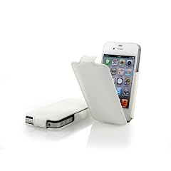 StilGut SlimCase exklusive Tasche f�r Apple iPhone 4/ 4s Smartphone aufklappbar in wei�