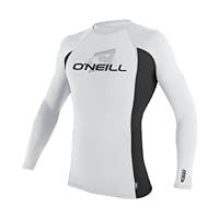 O'Neill Skins Long Sleeve Crew Tee, White/Black/White, X-Small