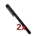 2 x Stylet en Noir pour Les �crans Tactiles de Tablettes et les Smartphones (iPhone, iPad, Samsung, Motorola, LG, HTC, Blackberry)