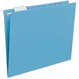 Smead Hanging File Folder with Tab,  1/5-Cut Adjustable Tab, Letter Size, Sky Blue, 25 per Box (64068)