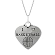Sterling Silver I Love Basketball Heart Necklace