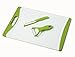 Chef Made Easy Large Plastic Cutting Board (Green) with Drip Groove Includes Free Bonus Ceramic Peeler and 3