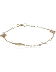 14k Yellow Gold Baby Religious Charm Bracelet, 6"
