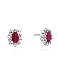 Created Ruby 14kt White Gold Earrings
