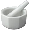 HIC Porcelain Octaganol Mortar and Pestle 3.5-inch White