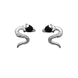 Sterling Silver Black Cubic Zirconia Snake Stud Earrings