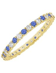 Sapphire and Diamond Eternity Bangle 14K Yellow Gold - 10.00 CT TGW