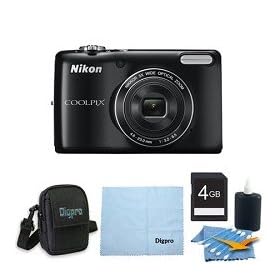 Nikon COOLPIX L26 16.1 MP 3.0-inch LCD Digital Camera 4GB Black Bundle
