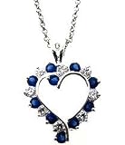 Sterling Silver Blue and White CZ Heart Pendant