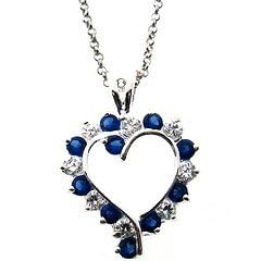 Sterling Silver Blue and White CZ Heart Pendant