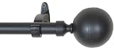 Window Curtain Rod / Drapery Rod 28 Inch - 48 Inch Ball Black