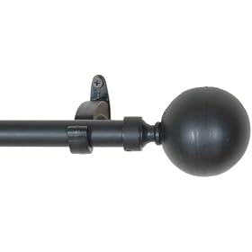 Window Curtain Rod Drapery Rod 28 Inch - 48 Inch Ball Black by Backyard Bargain LLC